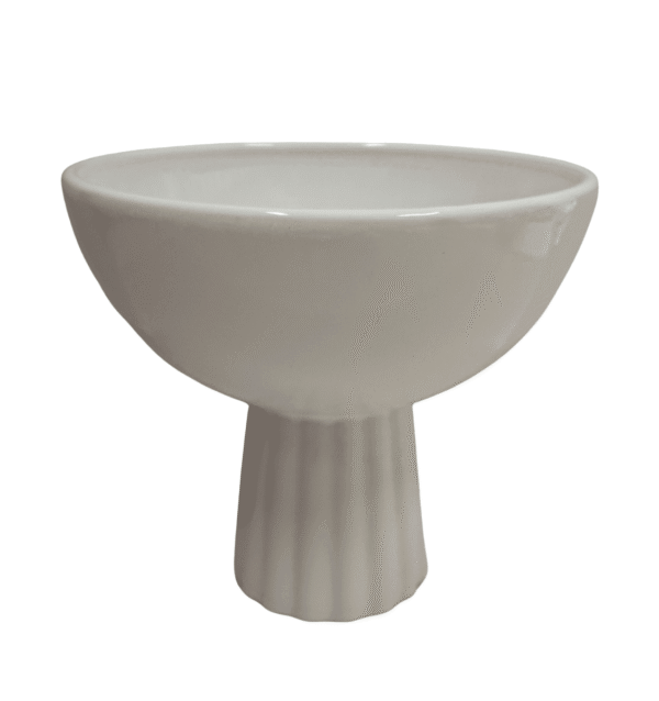 Ceramiczna misa naczynie na ryflowanej nóżce na niskie kompozycje kwiatowe